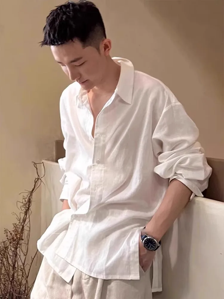 

Linen Silk irt Men Summer Loose Fit Lightweight Long Sve Breathable Sun Protection Outerwear Casual Classic Sle