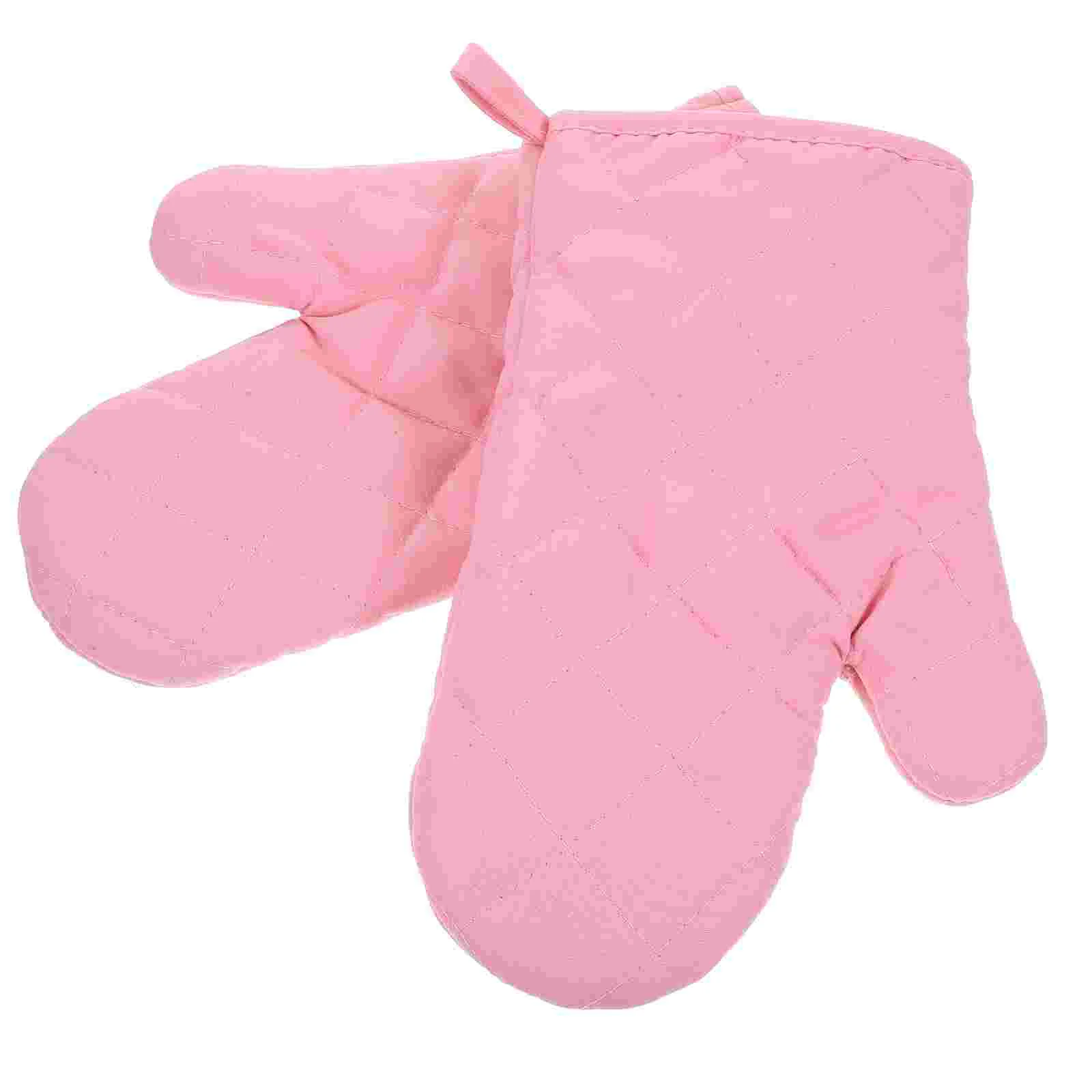 1 Pair of Kitchen Oven Mitts Reusable Grilling Glove Decorative Baking Mitt Home Baking Supply oven mitts pink