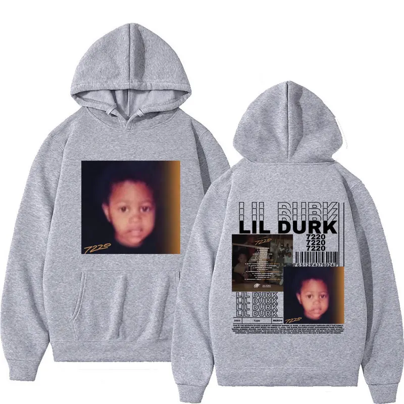 Rapper Lil Durk New Album Double Sided Print Hoodies Men Hip Hop Vintage Long Sleeve Hoodie Male Oversized Sweatshirt Streetwear