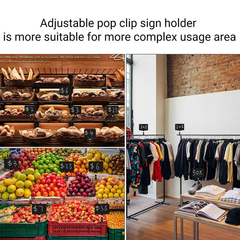 2pcs PVC Label Holder Erasable Black Card A6 Pop Clip Handwritten Price Tag Supermarket Mall Vegetable Fruits Display Blackboard