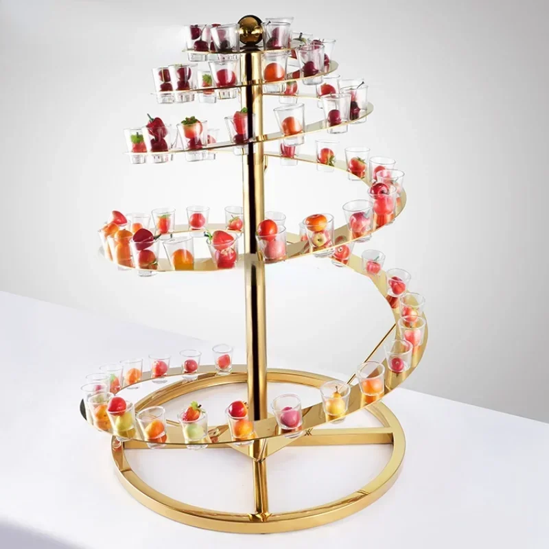 catering decorations buffet luxury gold stainless steel buffet food display spiral cocktail stand for wedding party