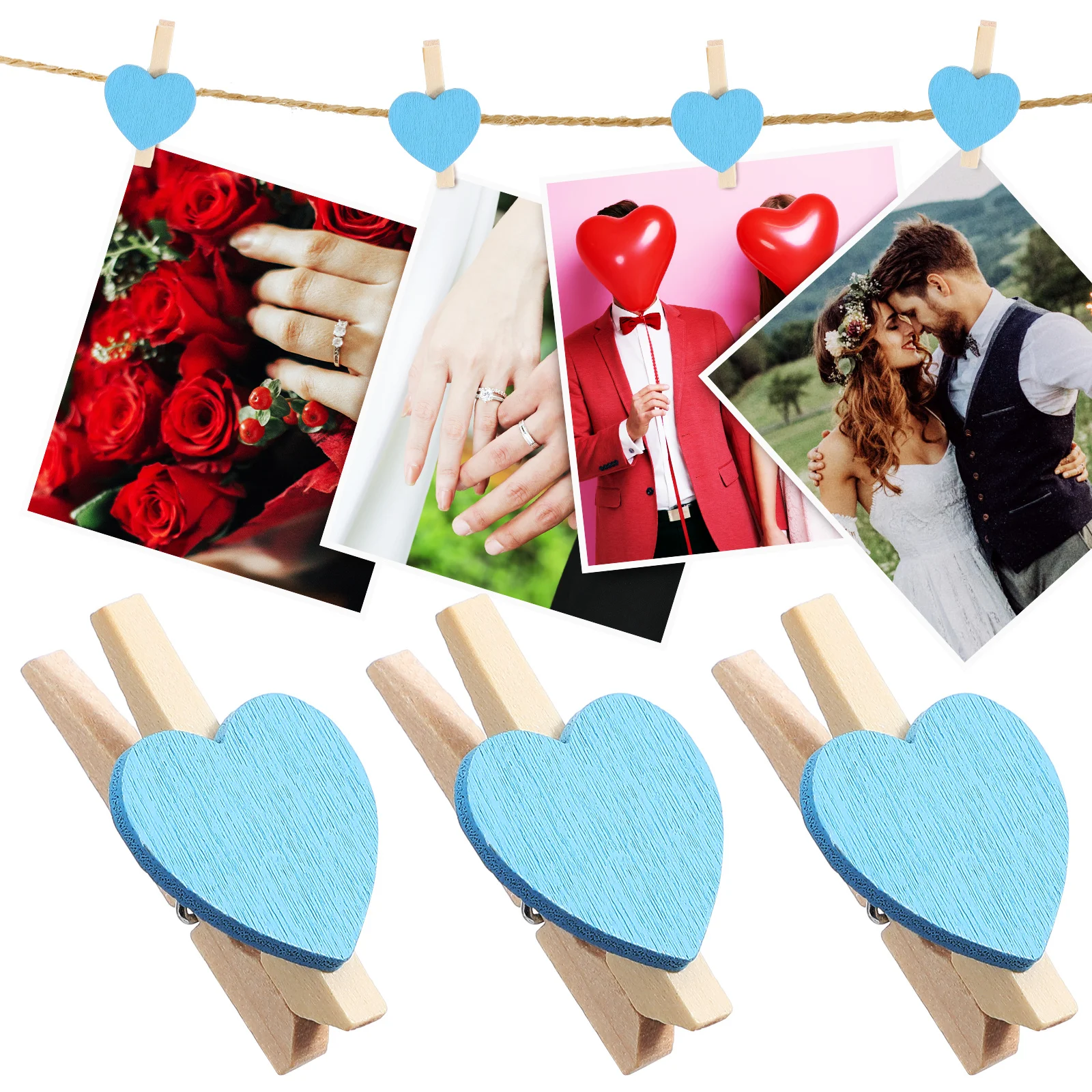 

50Pcs Love Heart Wooden Clips Small Photo Pegs for Hanging Pictures 125 Love Photo Clip Picture Clips Hearts Note Memo Clip