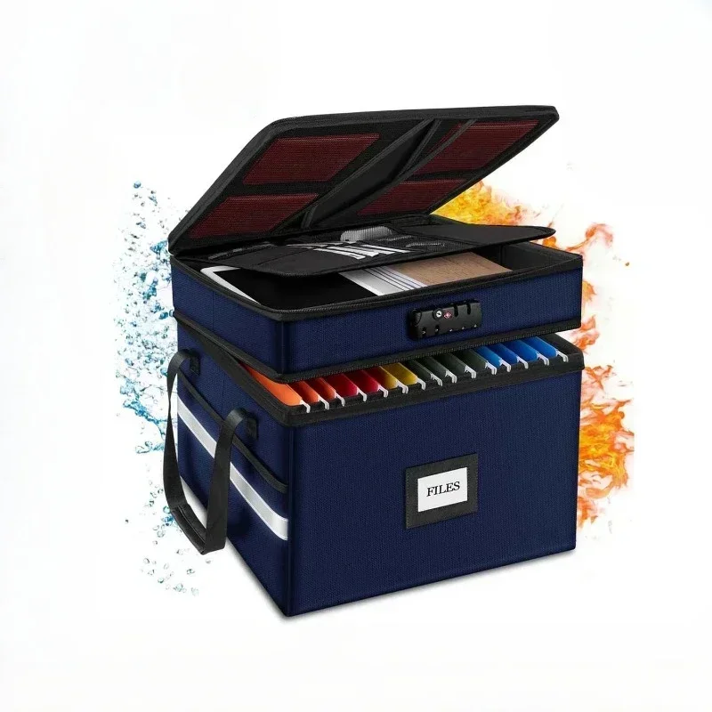 Convenient To Carry Foldable Black Blue Silver Large Capacity Multifunctional Double-layer Fireproof and Waterproof Storage Box