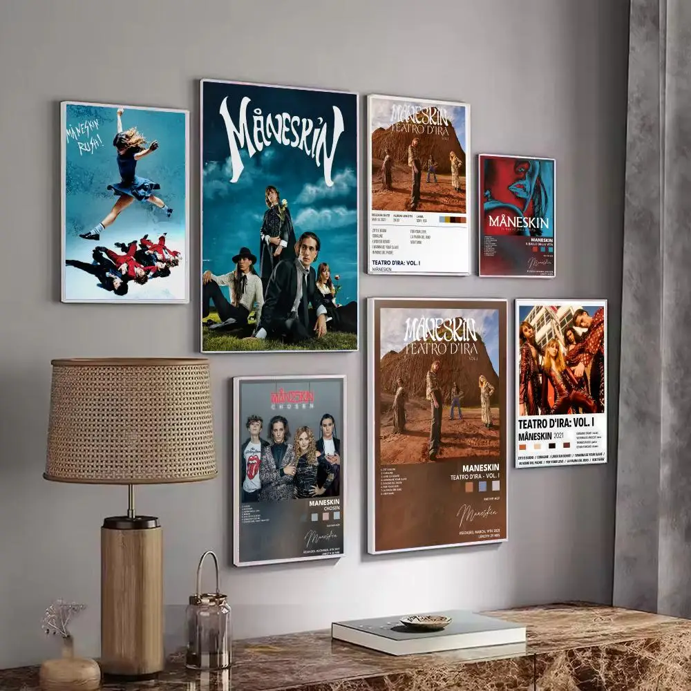 Rock Band Album M-Maneskin Poster Decorative Wall Art Stickers Mural Photo Print for Home Living Room Hallway Decor