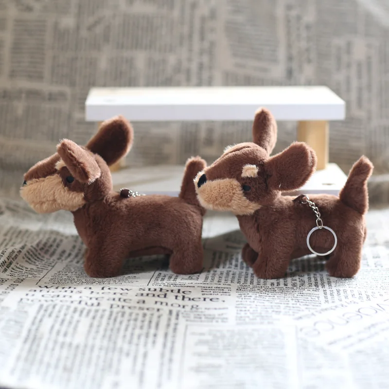 Leuke Teckel Hanger Knuffel Cartoon Zachte Realistische Pluche Gevulde Pop Puppy Rugzak Decoratie Sleutelhanger Creatieve Geschenken