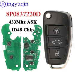 Jingyuqin 3BTN 8P0837220D Remote Car Key ID48 433Mhz ASK For Audi A1 A3 TT S1 S3 Q3 2005+ Flip Key Fob Control