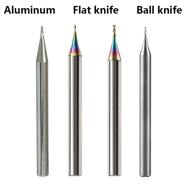 HRC55 HRC60 Карбид вольфрамовой стали Micropath Фреза для алюминия с ЧПУ, 2 канавки, с цветным покрытием, плоские/шаровые концевые фрезы, инструменты