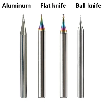 HRC55 HRC60 텅스텐 강철 초경 마이크로 패스 밀링 커터 알루미늄 CNC 2 플루트 다채로운 코팅 플랫/볼 엔드 밀 도구