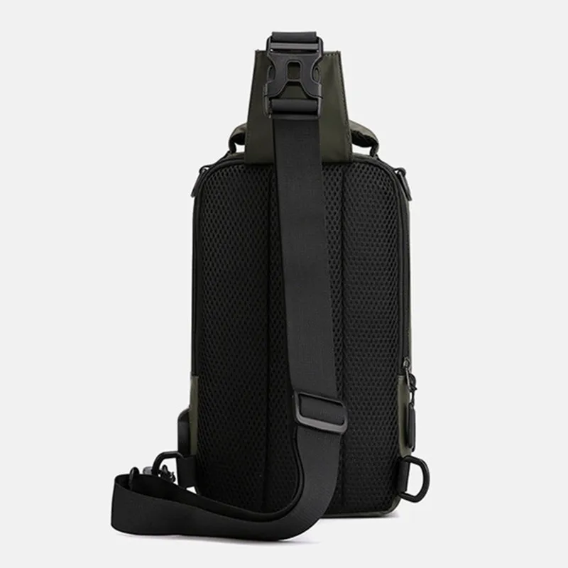 Multifunction Nylon Chest Bag Men Waterproof Men Crossbody Bag Anti-theft Travel Bag Male USB Charging Chest Bag Pack Backpack