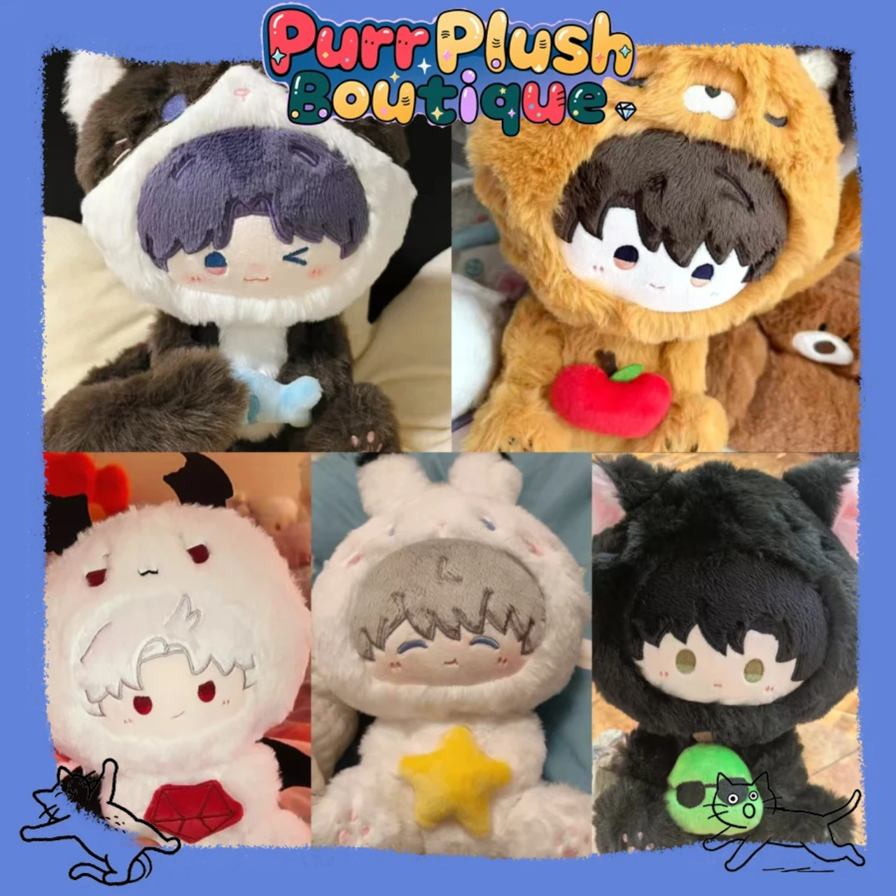 

20cm Sit Love and Deepspace Anime Sylus Rafayel Caleb Zayne Xavier Cosplay Fluffy Cotton Maumet Cartoon Puppet Adorn Xmas Gift