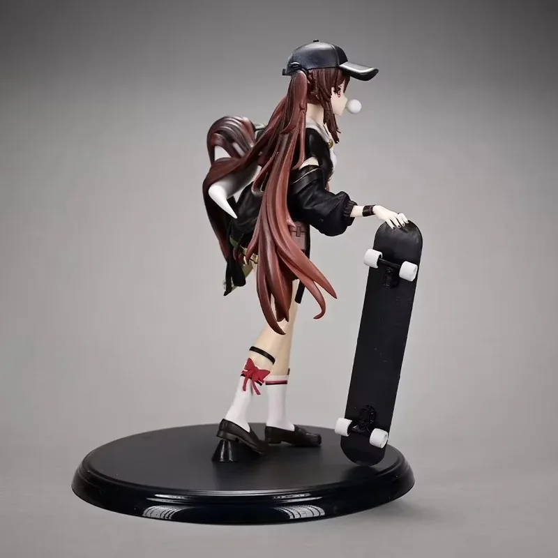 Genshin Impact 23cm Hu Tao With Skateboard Game Girl Figure Model Statue Boys Collection Desktop Decoration Ornament Toys Gifts