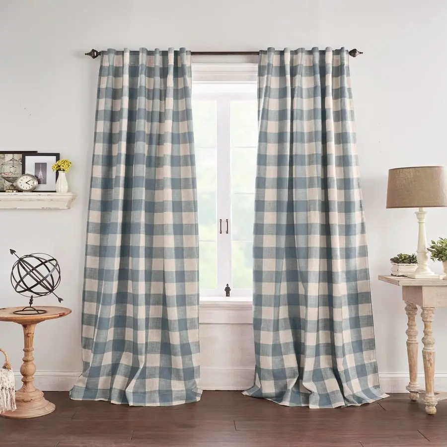 

Home Fashions Farmhouse Living Blackout Window Curtain, Living Room and Bedroom Drape with Rod Pocket Tabs