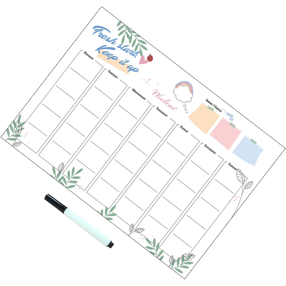 40x60 سنتيمتر المغناطيسي الجاف محو التقويم السبورة ل جدار الكتابة على الجدران ملصق قابل للإزالة مع علامة لوحة بيضاء مخطط أسبوعي