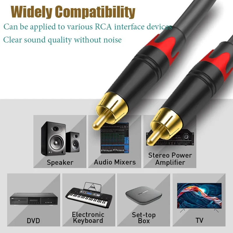 DREMAKE Audio Cable RCA Male To Male(Female) For Electirc guitar TV DVD/VCD CD  Speaker And So on  0.3m 0.5m 1m 2m 3m