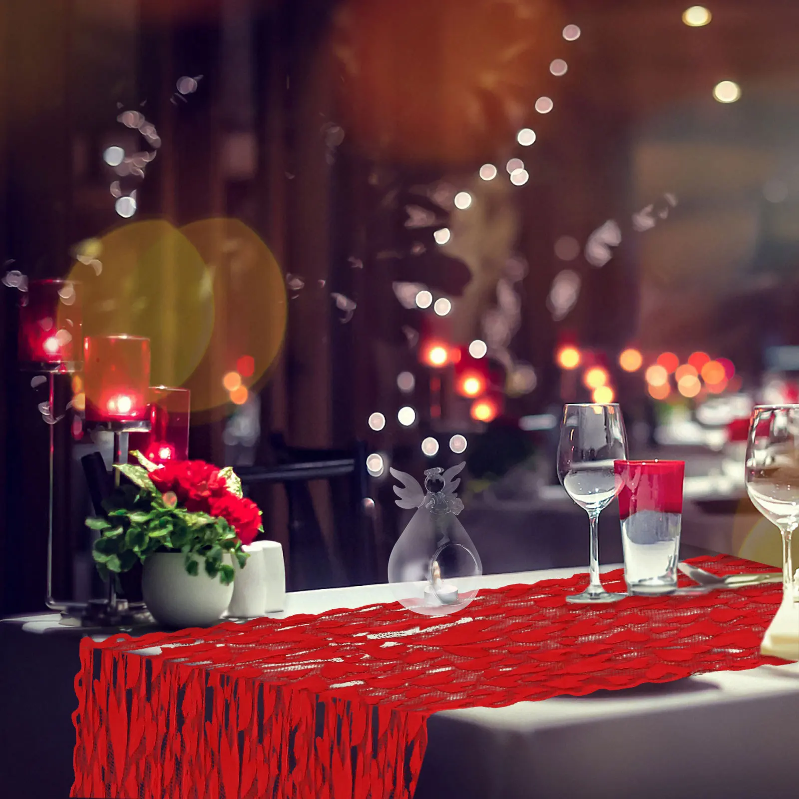 

2Pcs Wishing Angel Holder Heat Resistant Transparent Glass Candlestick Elegant Desktop Adornment Home Party Wedding