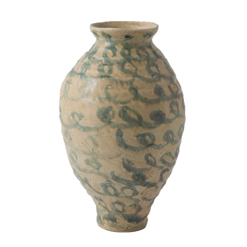 

New Chinese Zen ceramic vase wabi-sabi style entrance living room bedroom flower arranger B&B villa decoration ornaments