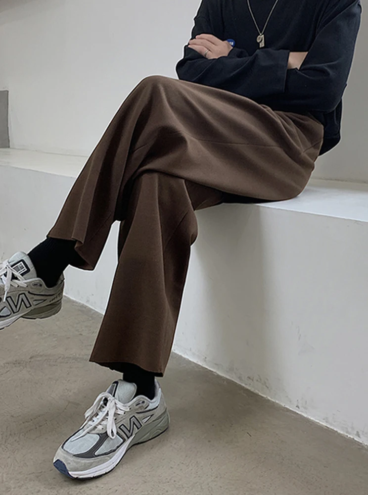 

Vintage Brown Wide Leg Pants American Retro Sle Men's Casual Trousers Youthful Energy Straight Cut Loose Fit Long Summer