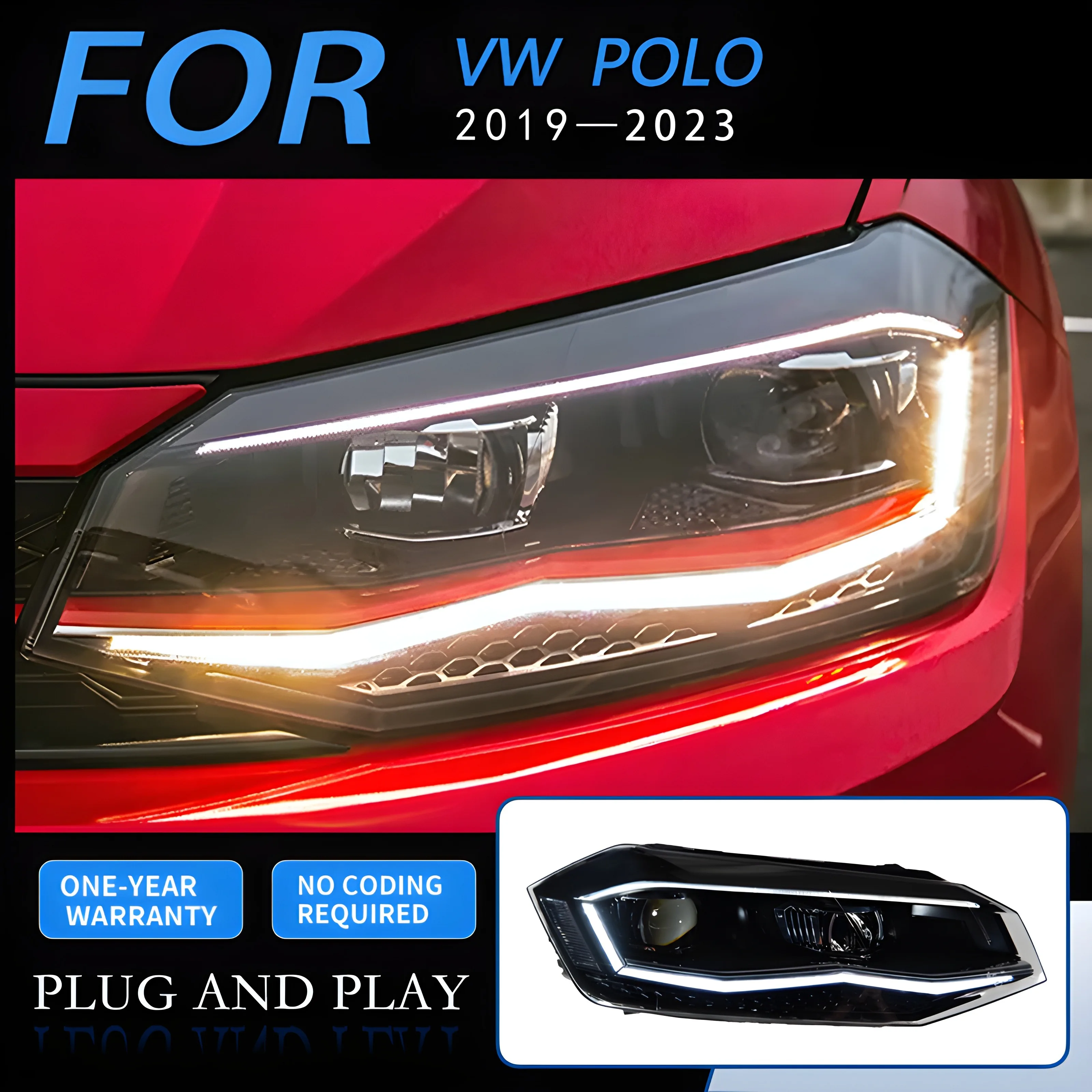 

Car Styling Headlights for VW New Polo LED Headlight 2019-2022 Polo Head Lamp DRL Signal Projector Lens Automotive Accessories