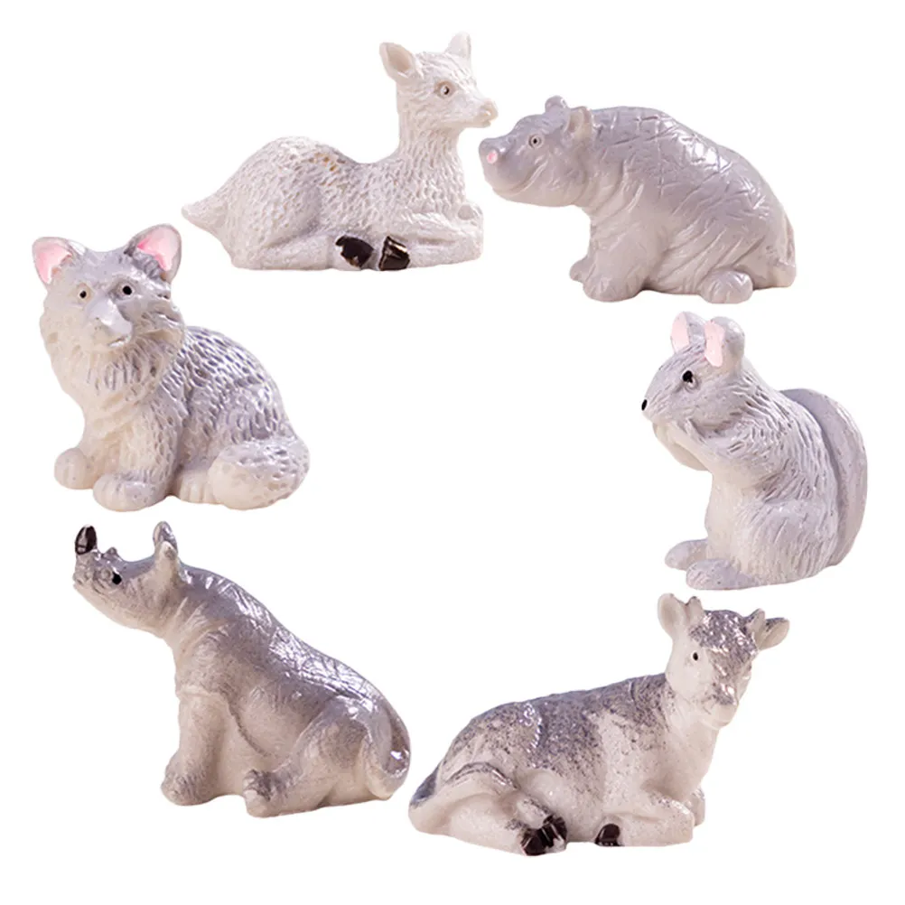 1Set Miniature Resin Animal Figures for Micro Landscape Bonsai Terrarium Fish Tank Moss Garden Office Desk Decor Small Space