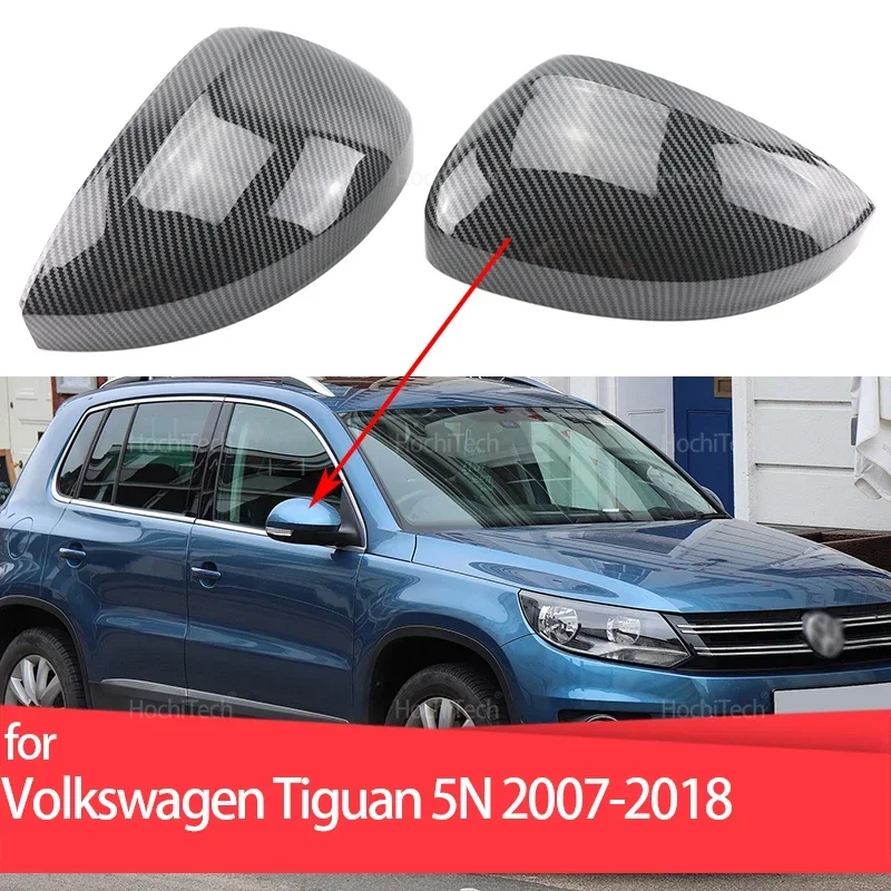 Carbon Fiber Black Car Rear View Door Wing Side Mirror Cover Caps Shell Case for Volkswagen Tiguan 5N 2007-2018 Accessories