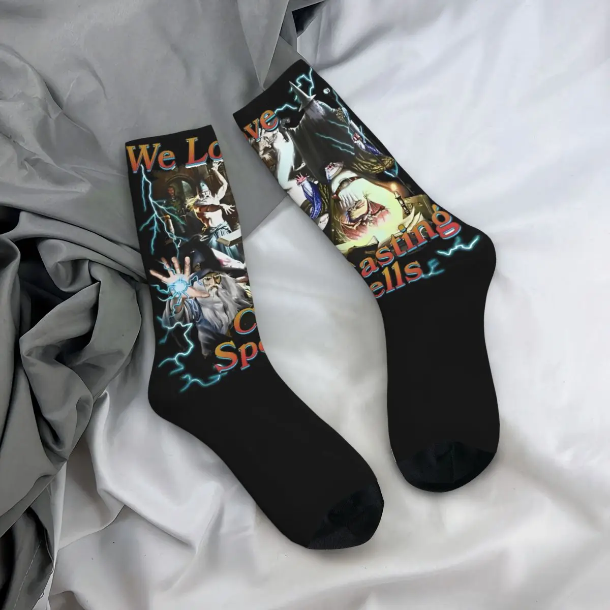 New Female Socks Funny Shadow Wizard Money Gang Stuff Super Soft We Love Casting Spells Sport Socks All Seasons