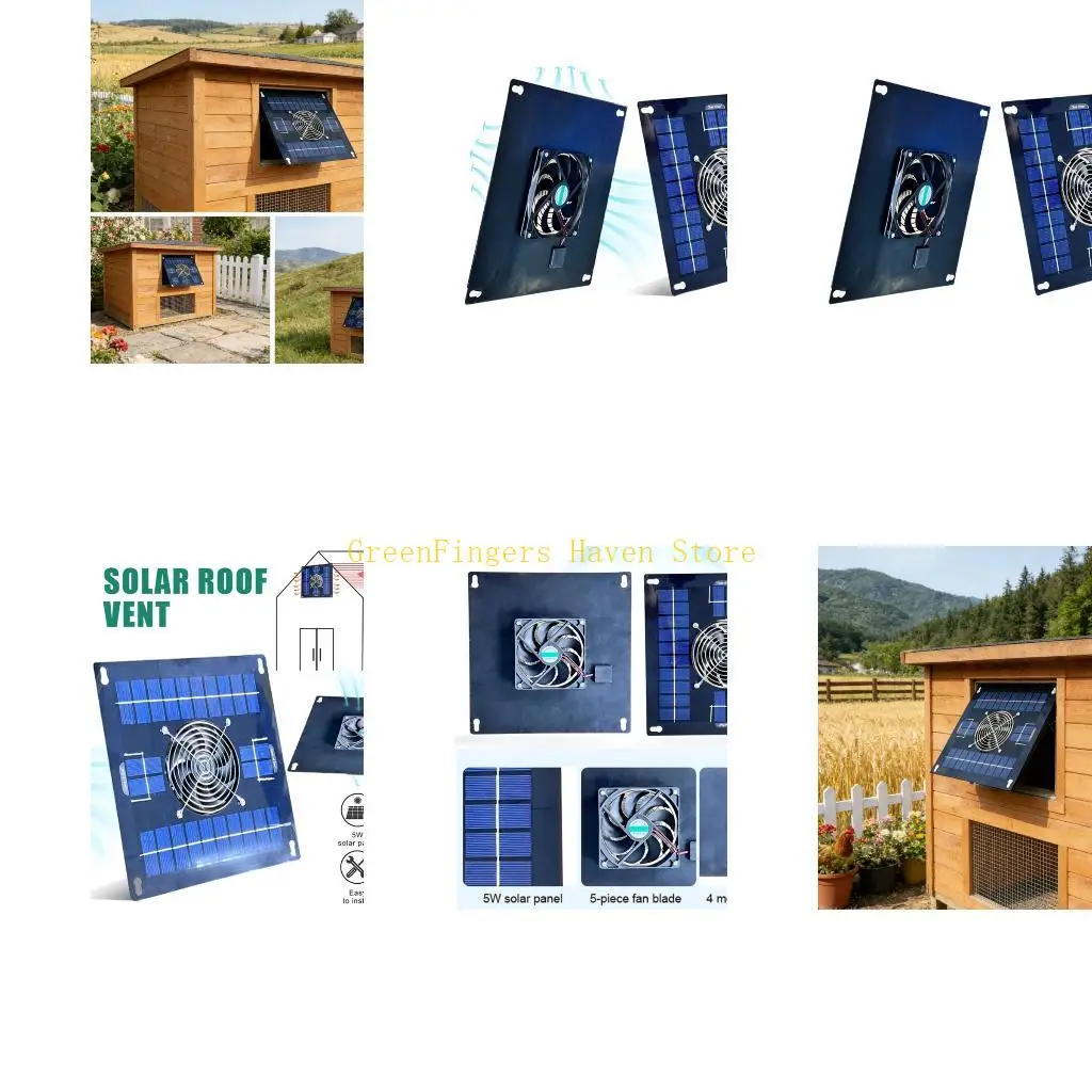 F68D Solar Powered Fan Solar Exhaust Fan for Chicken Coops, Shed, Dog House