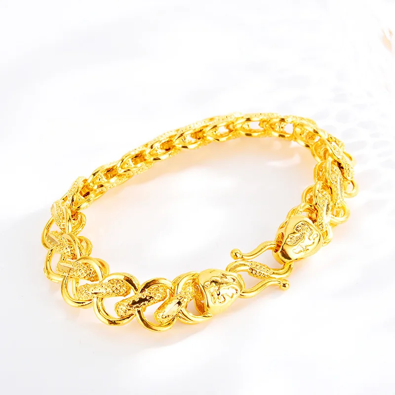 Gold shop-pulsera de oro AU999 para hombre, cadena de muñeca dominante, oro real de 24K, joyería de moda