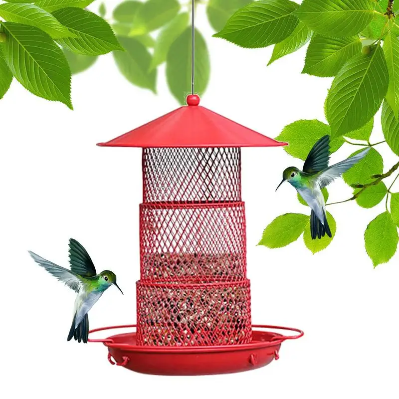 

Wild Bird Feeder Squirrel Proof Metal Spill Proof Bird Feeder Starling Proof Waterproof Outside Wild Bird Food Dispenser With 3