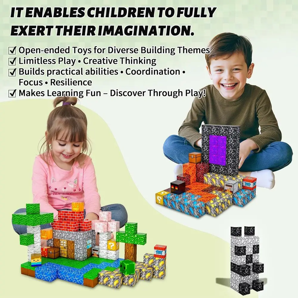 Magnetische Bausteine – 200-teiliges Set für Kinder ab 3 Jahren, 0,8 Würfel, STEM-Spielzeug für Kinder im Alter von 3–12 Jahren, ideal für die Entwicklung von Baukähigkeiten