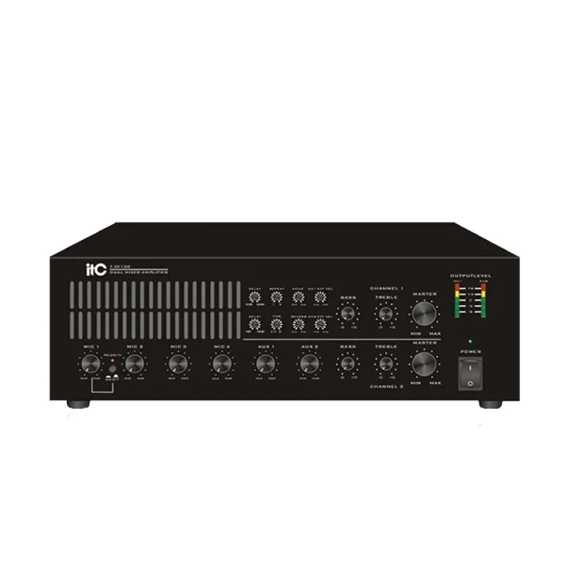 ITC T-2E240 Amplificatore mixer a due canali con 4 ingressi microfono tramite XLR e jack telefonico