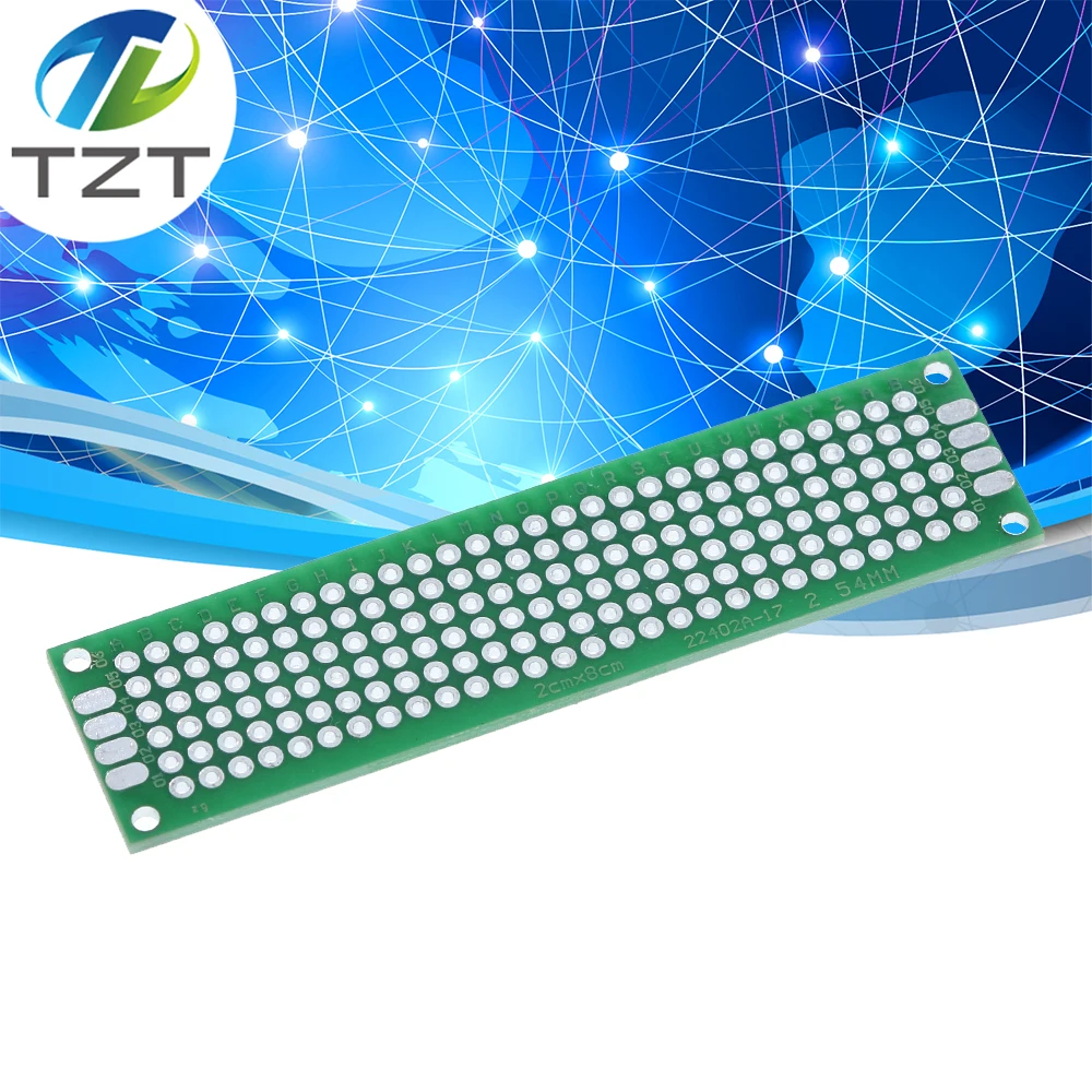 TZT 1/10pcs/lot 2x8 Double Side Copper Prototype PCB Universal Board Experimental Development Plate Green