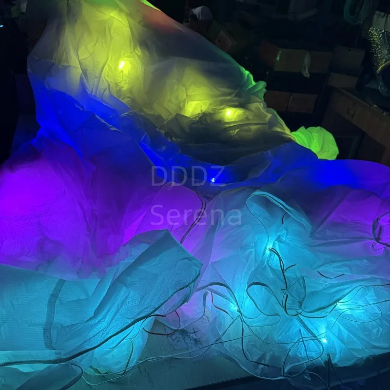 DDDZ 12 metri quadrati LED pilota aquilone morbido gonfiabile 4 fori 30D ripstop nylon mostra aquilone sollevatore trattore navigatore di volo notturno