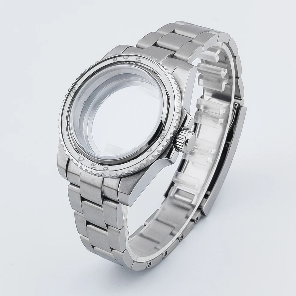 NEITON 40mm Sapphire Glass Silver Watch Case FitNH35/36 NH34 ETA2824 PT5000 Movement