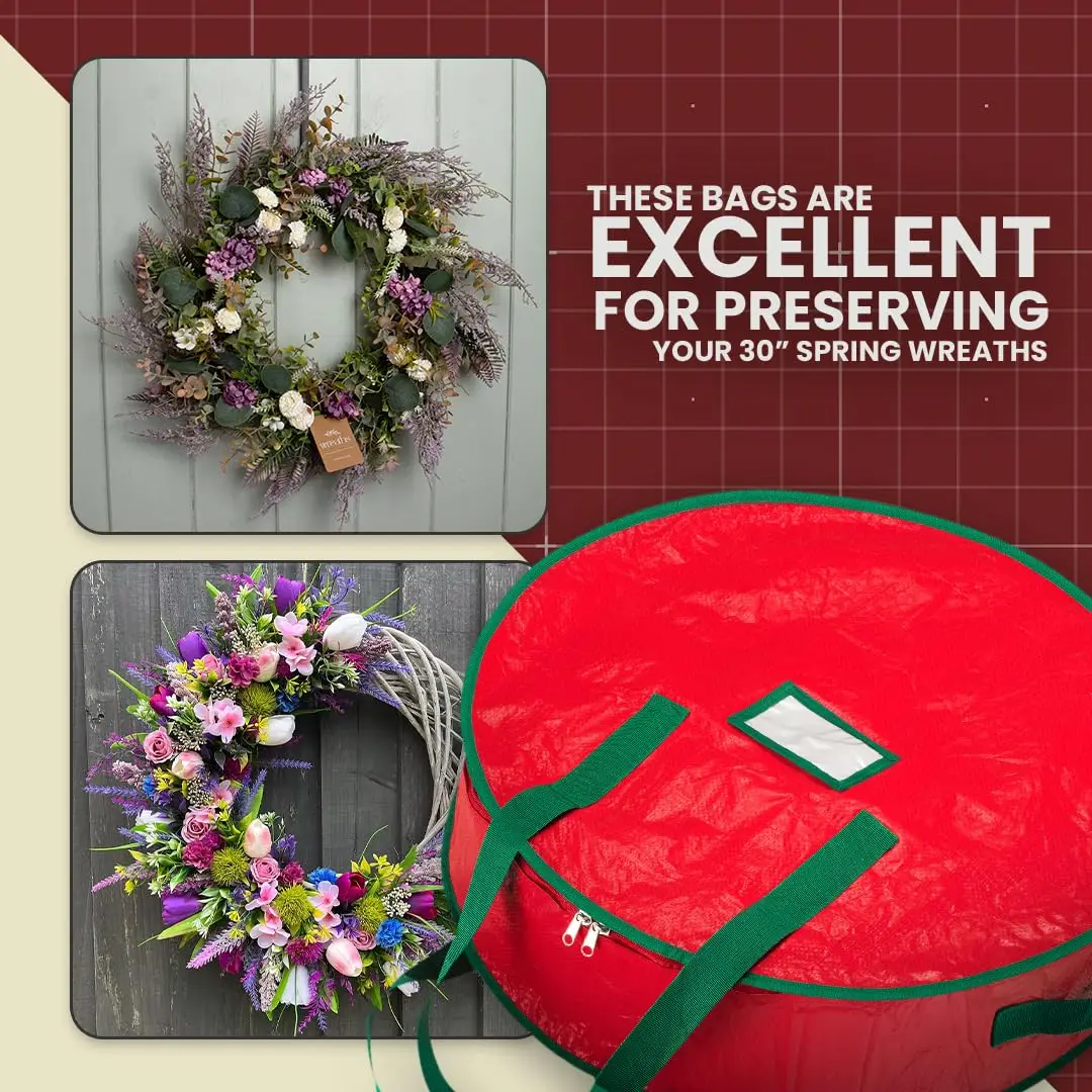 Water-Resistant Christmas Wreath Storage Bag Holder 20/30/36 Inch - Christmas Wreath Plastic Storage Container view 4