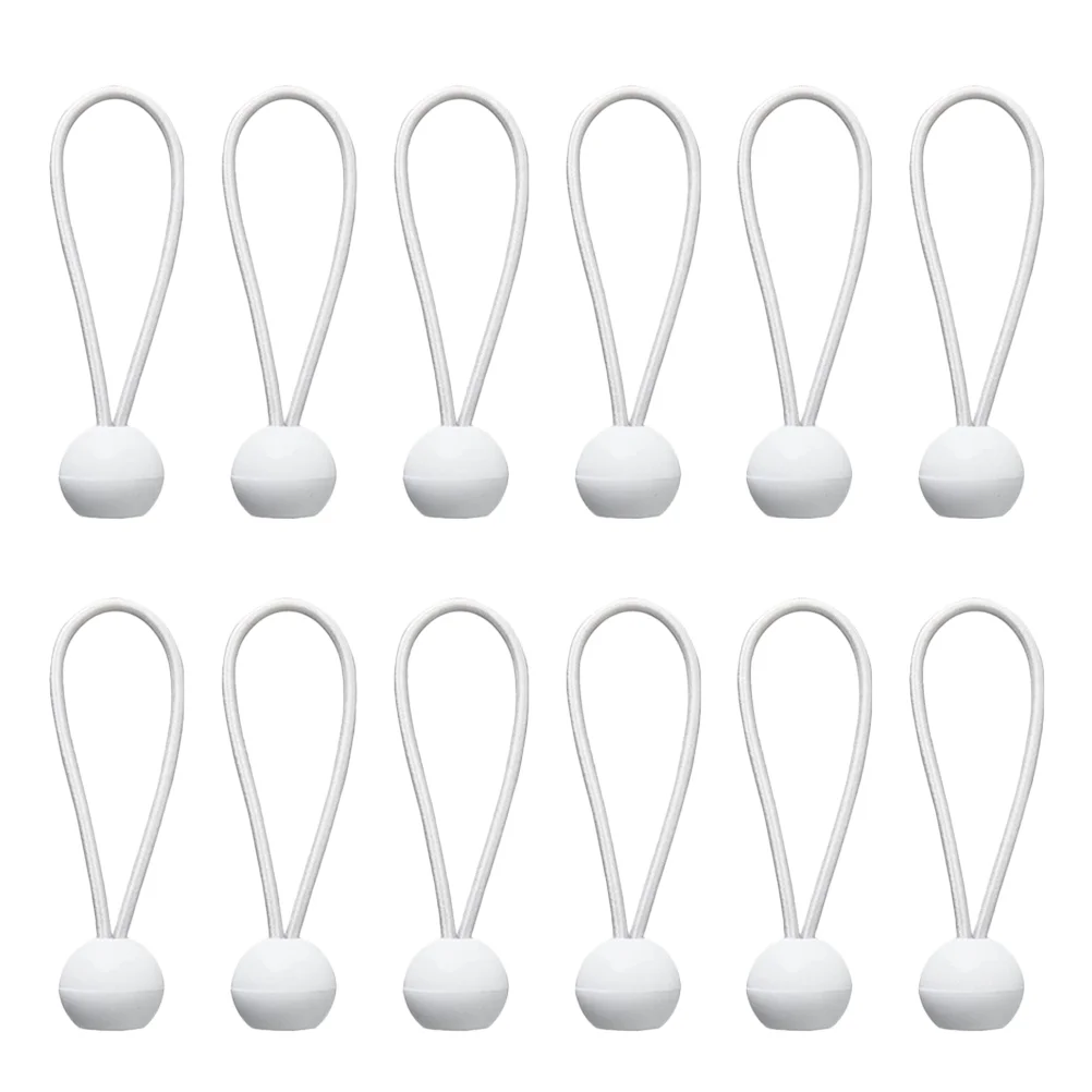 

50 Pcs Water Proof Tent Elastic Rope Tarp Ball Bungee Cords Dribble for Tie Downs White Camping