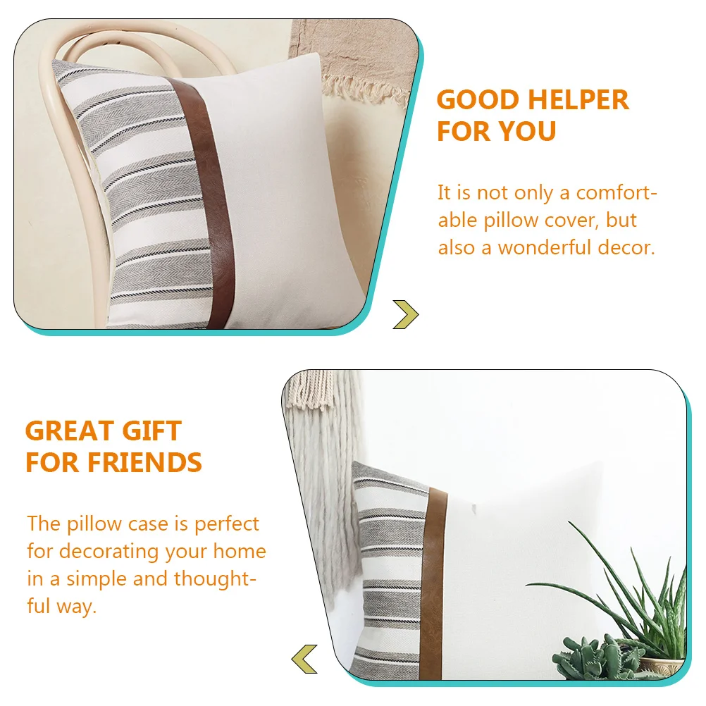 

PU Linen Pillow Cover Stripe Pattern Modern Decorative Throw Pillowcase for Couch Christmas Holiday Home Decor