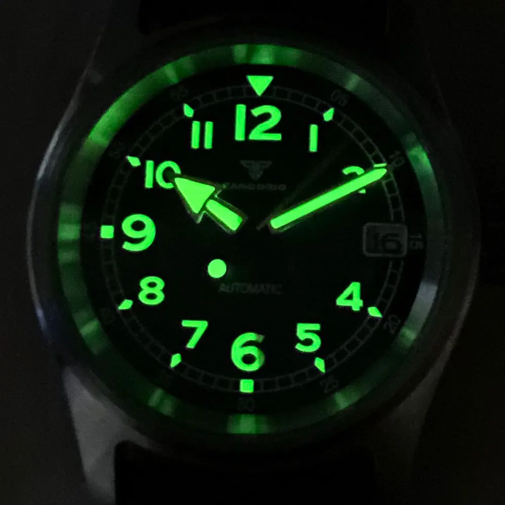 TANDORIO 36mm Green Black Field Dial Super Lume NH35 Automatic Movement Diving Watch Men Sapphire 200M Waterproof Pilot Clock