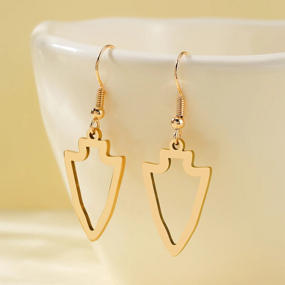 Harong Fashion Hollow Arrow Shield Earring  Women's Geometric Triangle Pendant  Simple Jewelry For Daily Wearing Jewelry Piece