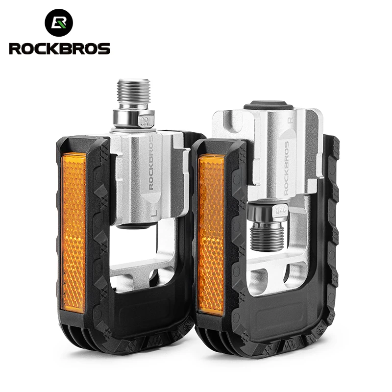 ROCKBROS Faltbare Fahrradpedale MTB-Pedale Aluminium Rutschfeste Faltbare Pedale Selbstschmierende Lager Reflektierende Pedale