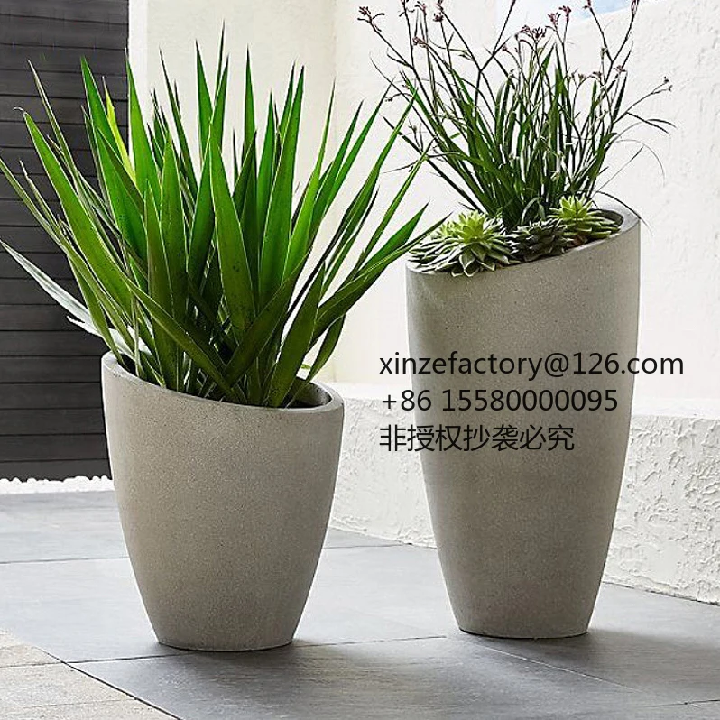 Factory Direct 2026 Top RatedFRP flower pot, modern European fake flower combination, Meichen creative oblique flower ware, outd