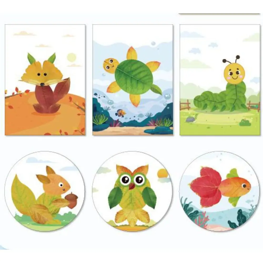 

Paper Leaf Painting Sticker Books Handmade Educational Toys DIY Paste Material Kit Montessori Cartoon Cartoon Sticker Book