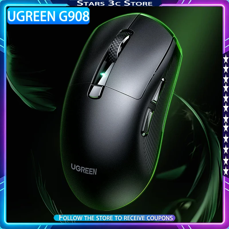 UGREEN G908 Wireless Mouse Tri Mode PAW3395 8K Symmetric Ergonomic Design Lightweight and Low Latency Gaming Mouse