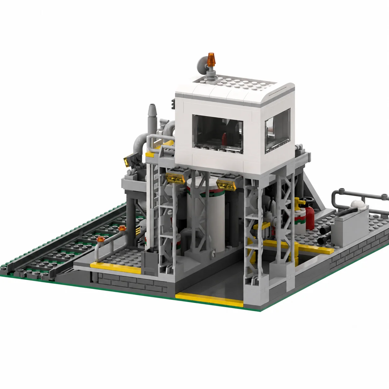 MOC Industrial Building Blocks Tanker Trailer Transfer Station Railway Track Scene DIY Assembly Bricks Model Adult Gift