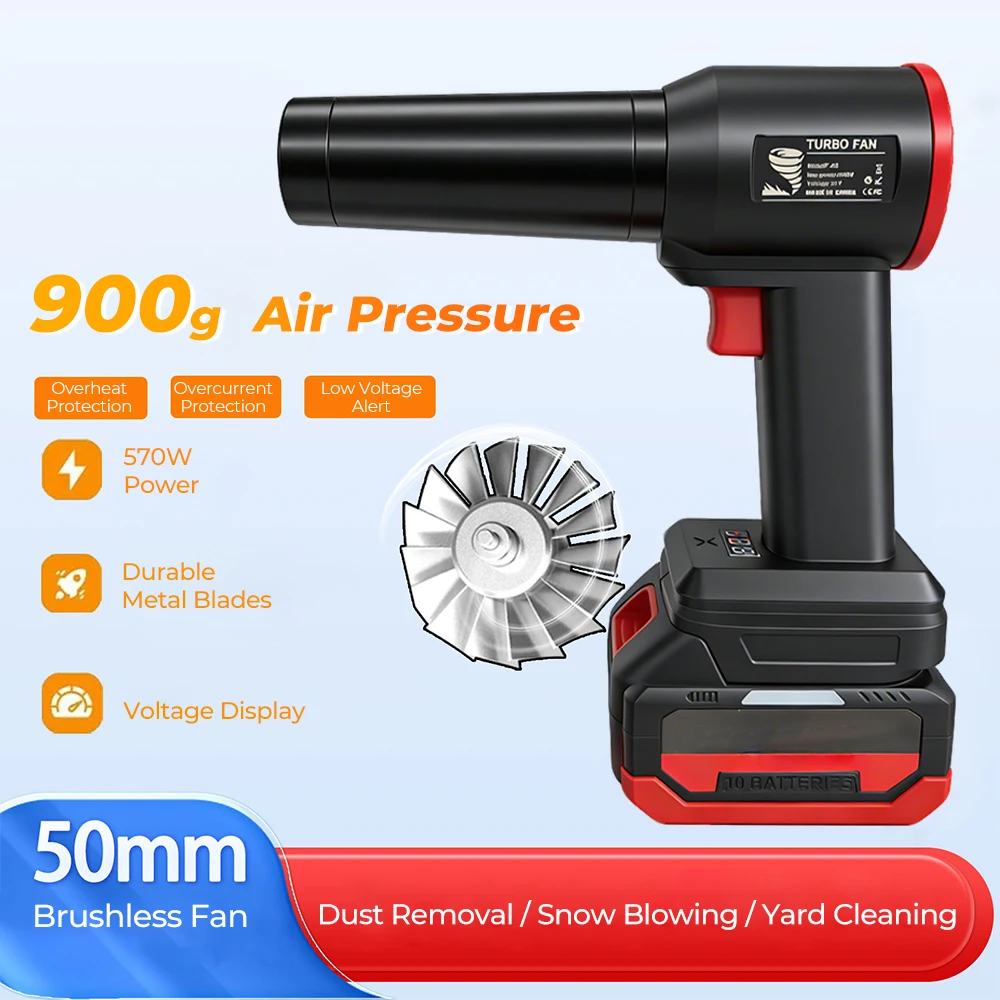 

Brushless Electric Turbo Jet Blowers Jet Fan Handheld Leaf Blower Dust Blowing for Makita/ Dewalts/ Milwaukee 18V Battery Pins