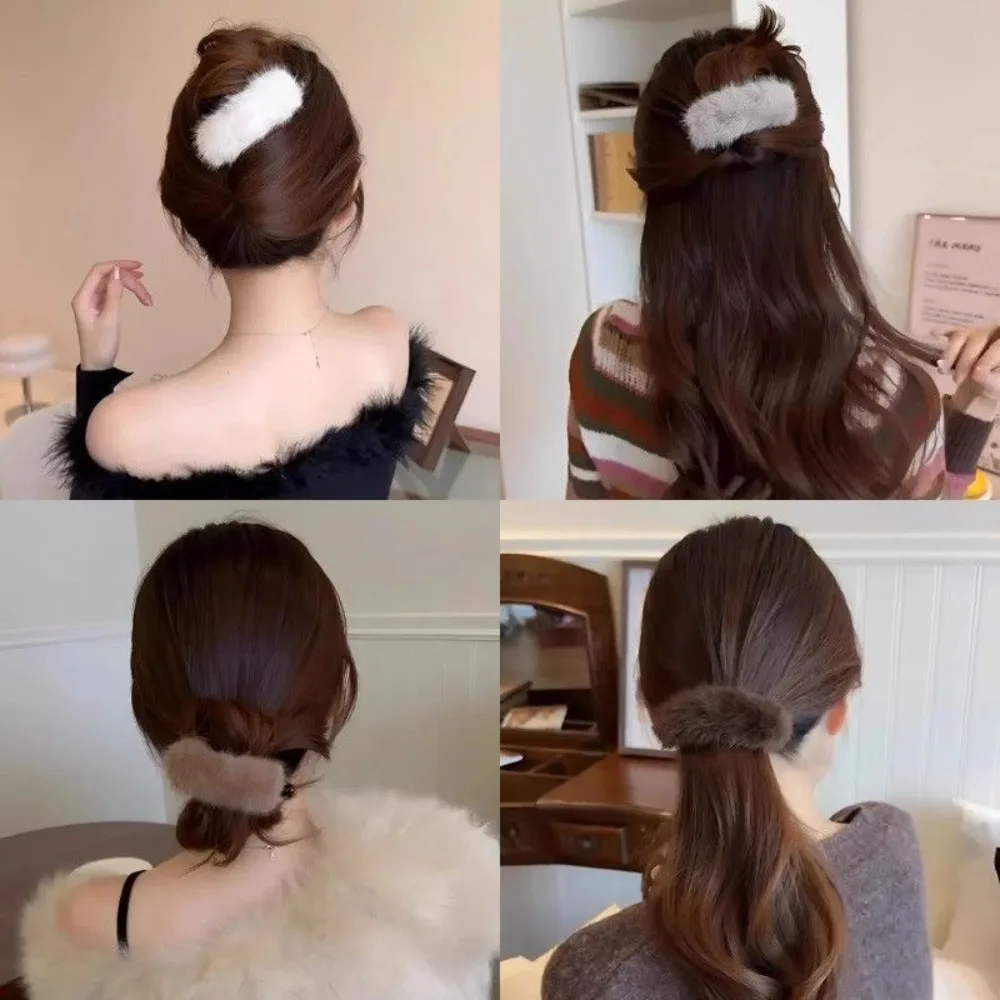 Winter Pelzigen Kleine Twist Clip Mädchen Mode Plüsch Haar Clip Kunststoff Acryl Twisted Haar Klaue Mode Frauen Haar Zubehör – Detail 6