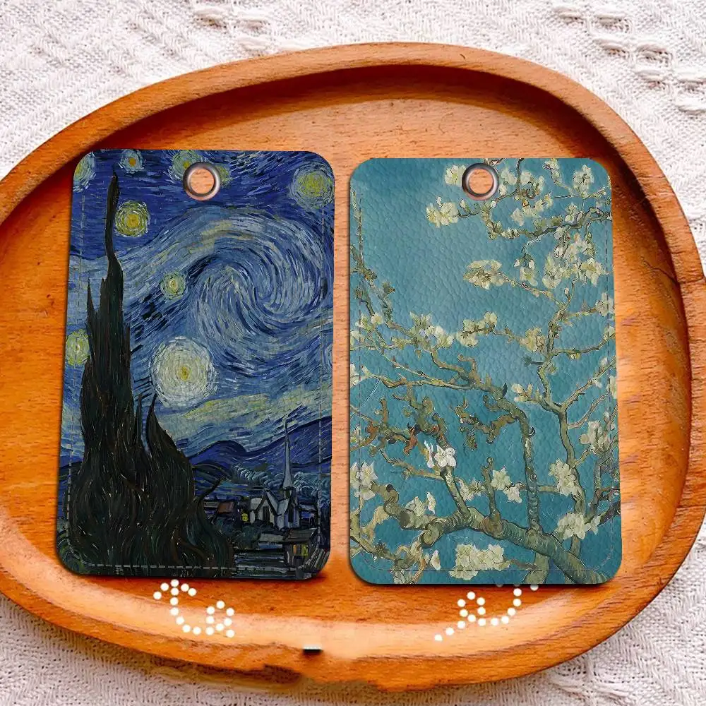 Van Gogh Oil Painting Print Badge Holder Keychain For Bank Business Work Card Holder Student Card Protective Case Bus Card
