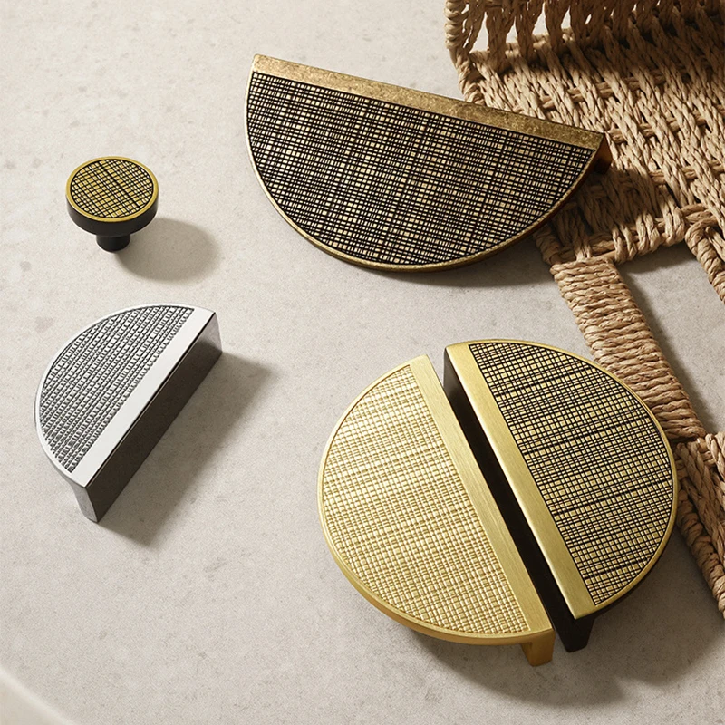 

New Chinese-style striped semicircular double cabinet door handles, wardrobe and cabinet drawer small handles, zinc alloy drawer