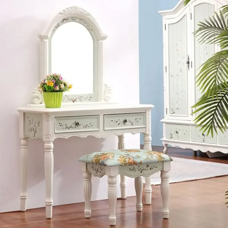 

Girl Bedroom Dresser Eithe Stool Nordic Wood Hotel Luxury Makeup Dressing Table Mirror Living Room Schminktisch Furniture