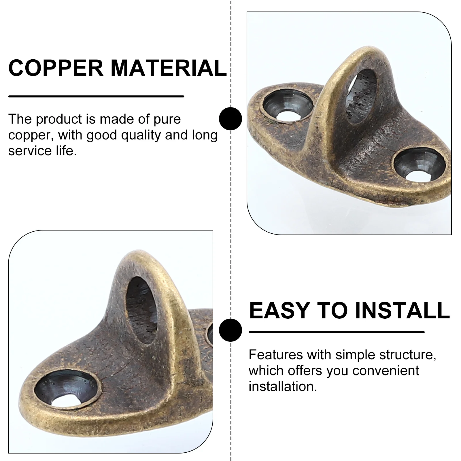 4 szt. Polerowane miedziane podstawy haczyków okiennych w stylu vintage, wiatroodporne podstawy haczyków drzwiowych, akcesoria gospodarstwa domowego, akcesoria gospodarstwa domowego