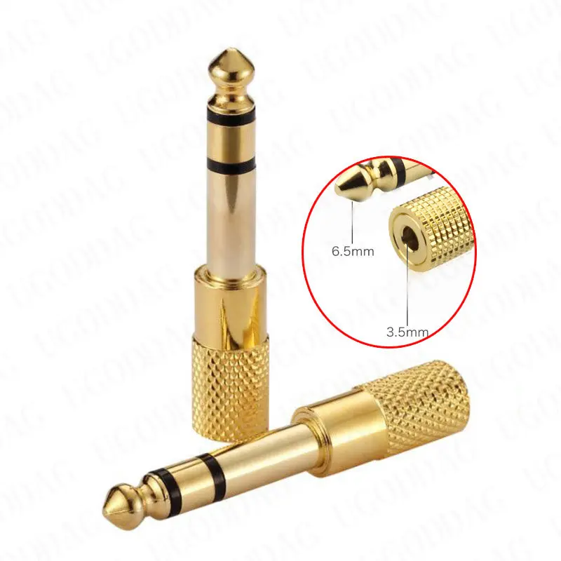 1/2 PCS Audio Adapter 6.5mm Stereo Jack Male to 3.5mm Female Connector Headphone Amplifier AV Microphone Speaker Converter